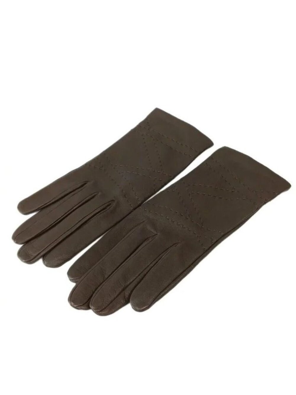 Hermes Gloves Sheep Leather Lambskin Stitch 7 Brown